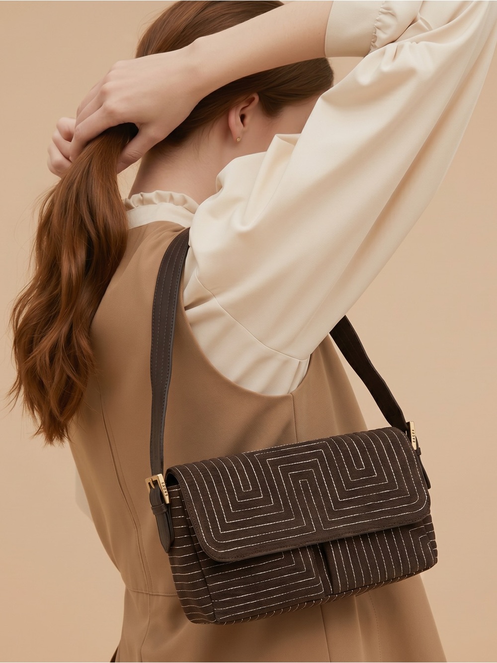 Vintage Bally Quilted Canvas and Leather Shoulder Bag